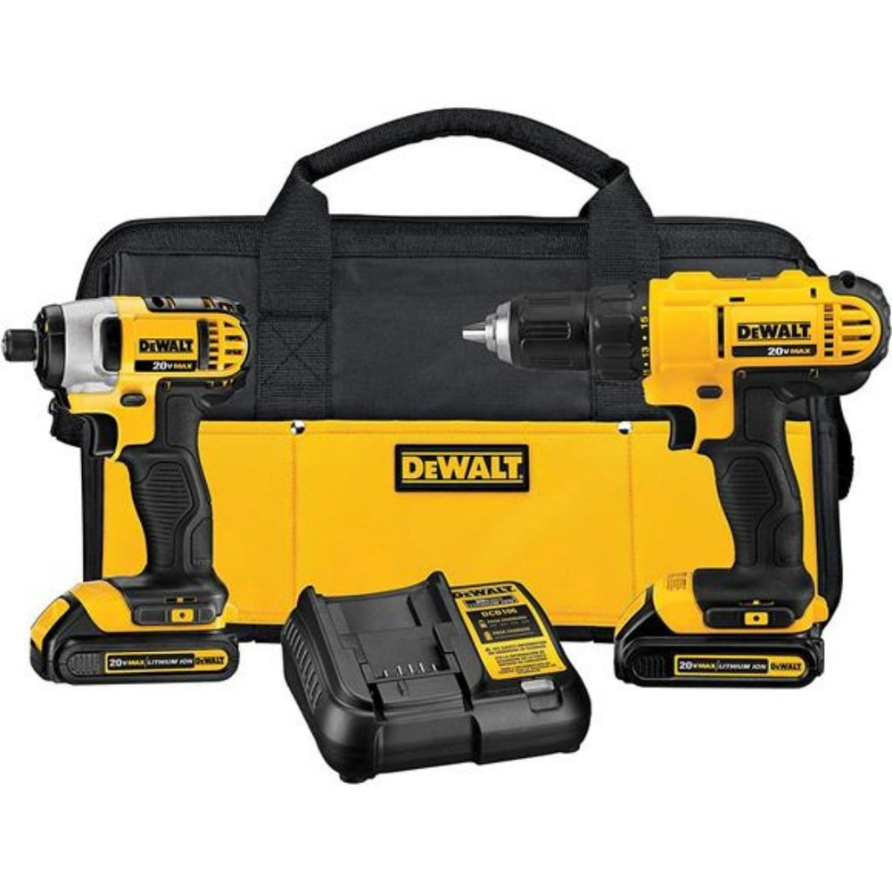 DEWALT 20V MAX Cordless Drill & Impact Driver Combo Kit w/2 Batteries & Charger